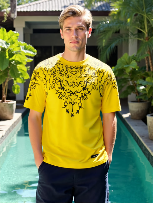 Yellow Floral Graphic Oversized T-Shirt