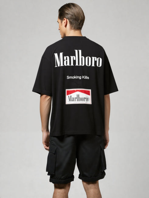 Retro Graphic Oversized Tee - Black