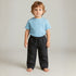 Black linen drawstring pants for boys with elastic waistband