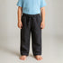 Black linen drawstring pants for boys with elastic waistband