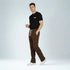 Brown cotton blend baggy fit trousers for men with drawstring waistband and relaxed fit