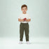 Olive green cotton cargo pants for kids with elastic waistband and flap pockets