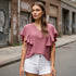 Flutter Sleeve V-Neck Top - Rose Pink
