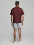 Burgundy Textured Half-Zip Oversized Polo T-Shirt for men