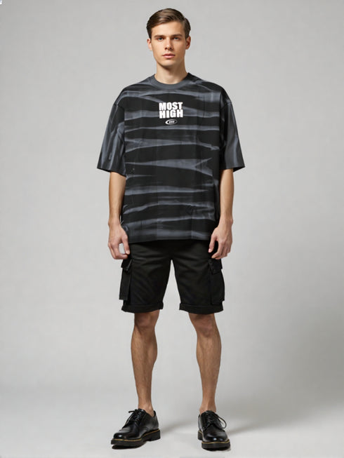 Black Oversized T-Shirt with bold "Most High" back print slogan