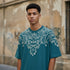 Teal Floral Graphic Oversized T-Shirt