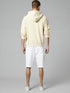 Cream cotton hoodie for men with drawstring hood and kangaroo pocket