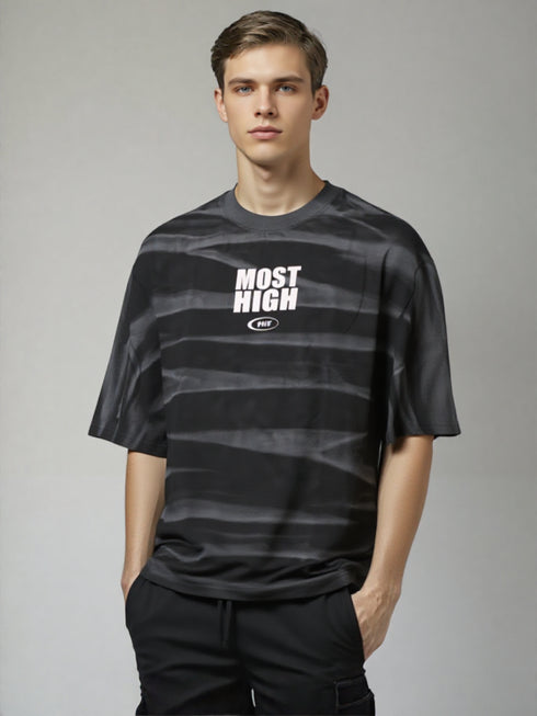 Black Oversized T-Shirt with bold "Most High" back print slogan