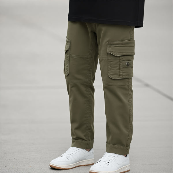 Olive Green Cotton Cargo Pants for Kids