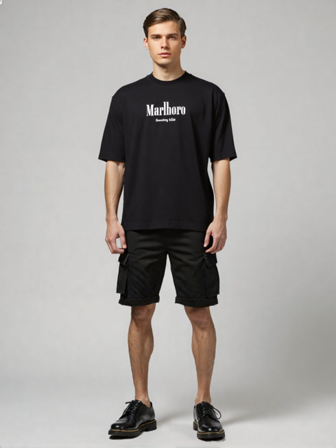 Retro Graphic Oversized Tee - Black