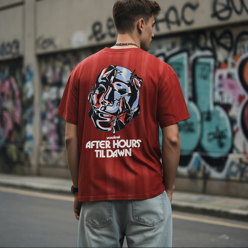 Burgundy After Hours Back Print Oversized T-Shirt