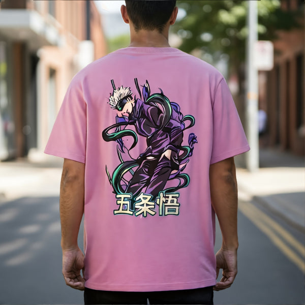 Lavender Anime Back Print Oversized T-Shirt