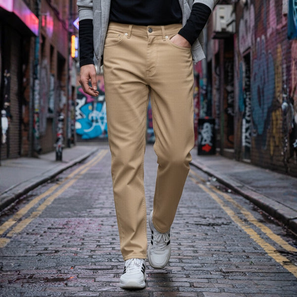 Beige Baggy Fit Denim Pants for Men