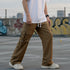 Khaki Cotton Blend Baggy Fit Cargo Pants for Men