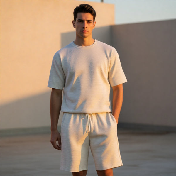 Cream Cotton Co-ord Set for Men