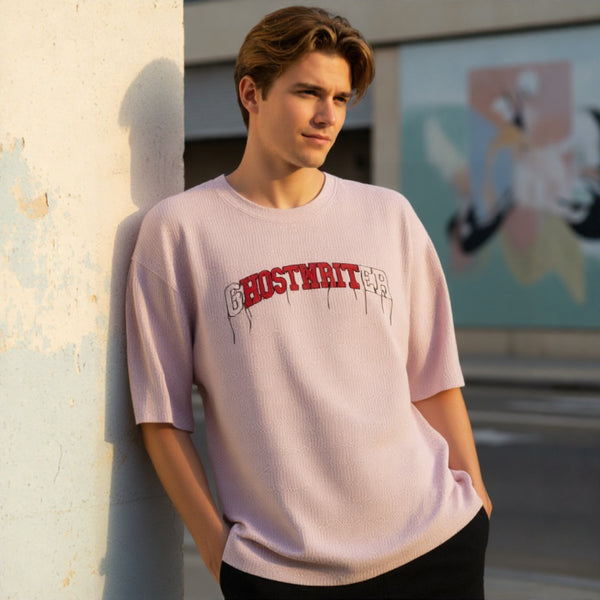 Pink Ghostwriter Embroidered Oversized T-Shirt