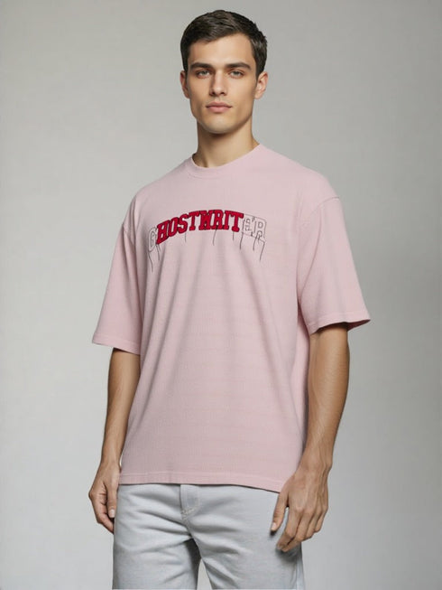 Pink Oversized T-Shirt with embroidered "Ghostwriter" lettering on chest