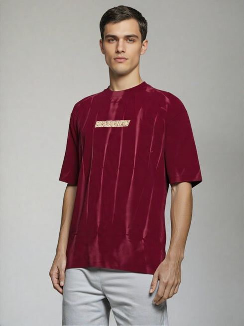 Maroon Oversized T-Shirt with motivational "Success Is Not Final" and multi-print back graphic
