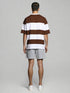 Brown and White New Orleans Striped Oversized T-Shirt with chest print