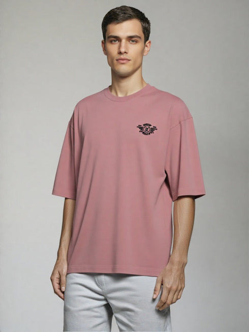 Dusty Pink Oversized T-Shirt with small chest graphic print