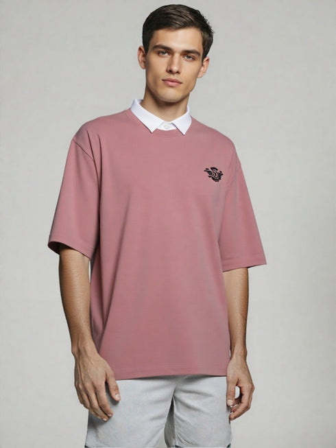 Dusty Pink Oversized T-Shirt with small chest graphic print