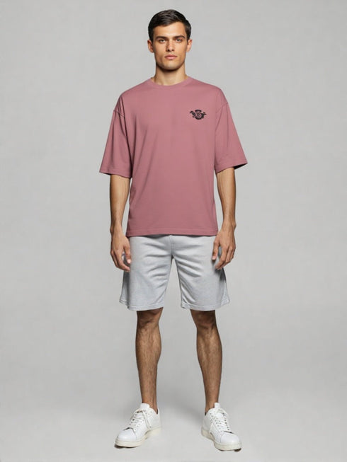 Dusty Pink Oversized T-Shirt with small chest graphic print