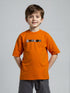 Kids Orange Ruscov Graphic T-Shirt with chest text print