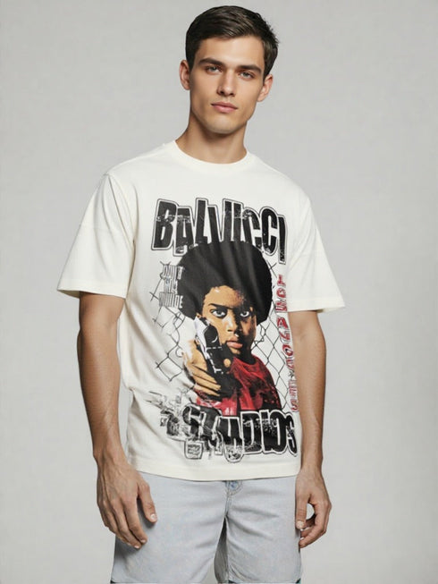 Cream Ballucci Studios Graphic T-Shirt with bold front print design