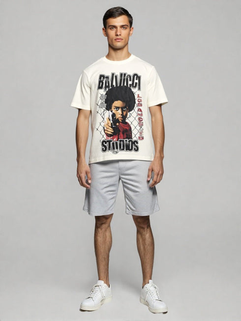 Cream Ballucci Studios Graphic T-Shirt with bold front print design