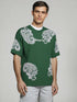 Green Oversized T-Shirt with bold white paisley print graphic
