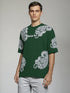 Green Oversized T-Shirt with bold white paisley print graphic