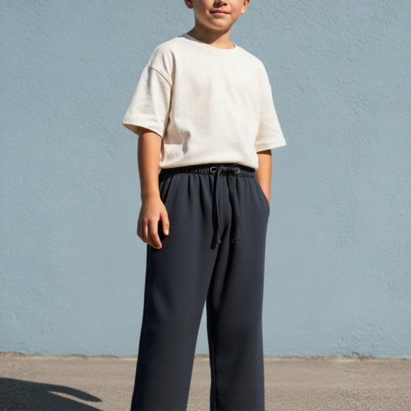 Black Linen Drawstring Pants for Boys