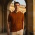 Brown Old School Knit Polo T-shirt