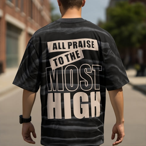 Black "Most High" Back Print Oversized T-Shirt