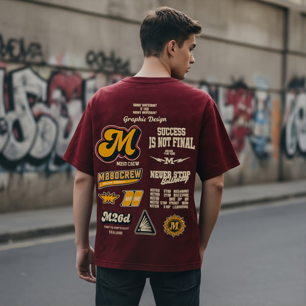 Maroon "Success Is Not Final" Back Graphic T-Shirt