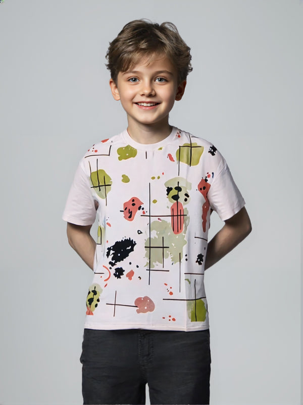 Kids Abstract Graphic T-Shirt with colorful splatter and line art print