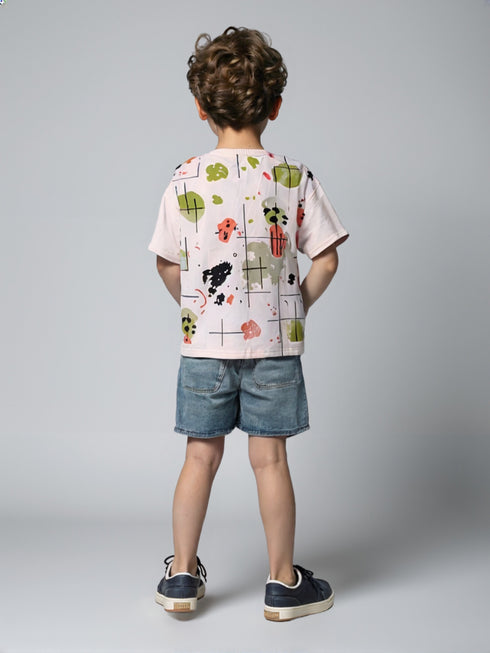 Kids Abstract Graphic T-Shirt with colorful splatter and line art print