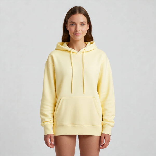 Pastel Yellow Cotton Hoodie for Women