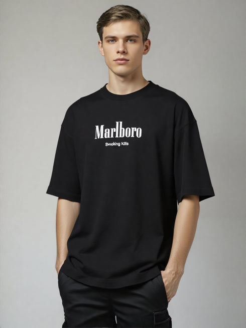 Retro Graphic Oversized Tee - Black