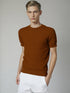 Brown Old School Knit Short-Sleeve Sweater with textured design