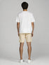 White Oversized Basic T-Shirt for men styled with beige shorts