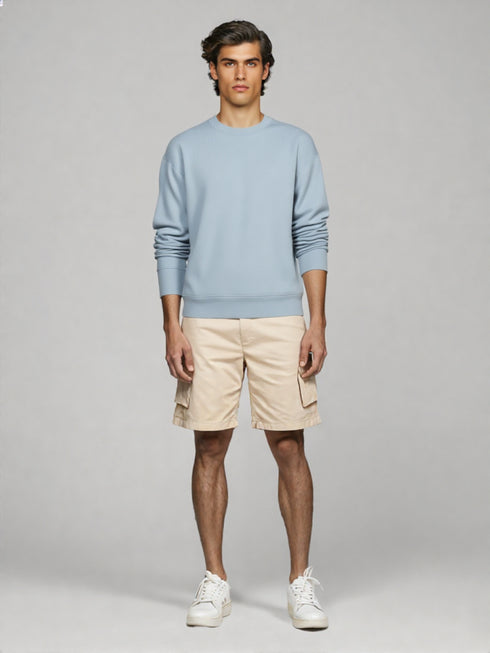 Premium Sky Blue Ribbed Sweatshirt