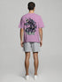 Lavender Oversized Anime Graphic T-Shirt with Japanese lettering on back