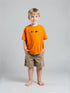 Kids Orange Ruscov Graphic T-Shirt with chest text print