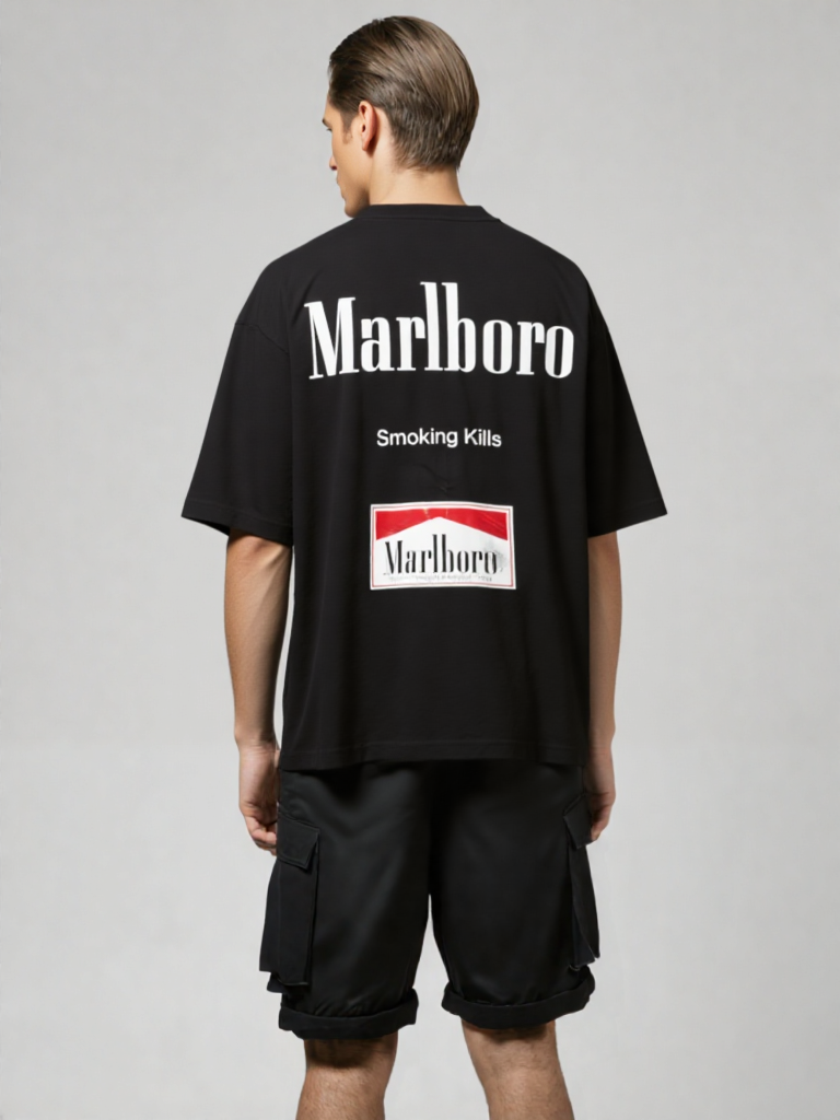 Retro Graphic Oversized Tee - Black
