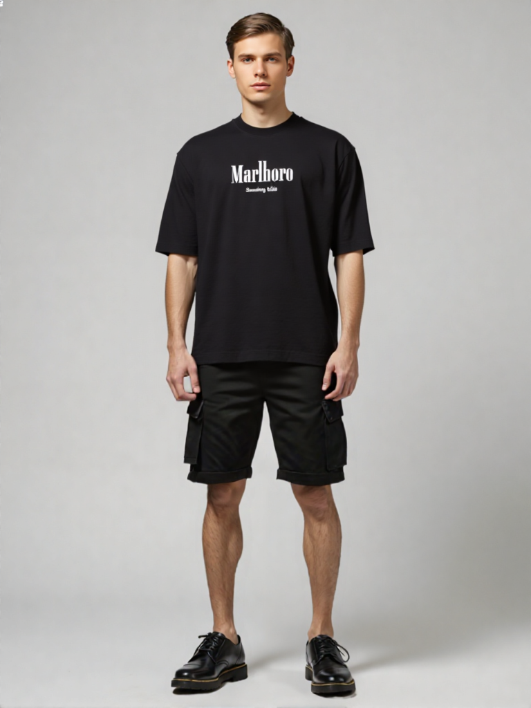 Retro Graphic Oversized Tee - Black
