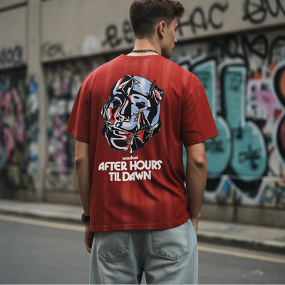 Burgundy After Hours Back Print Oversized T-Shirt