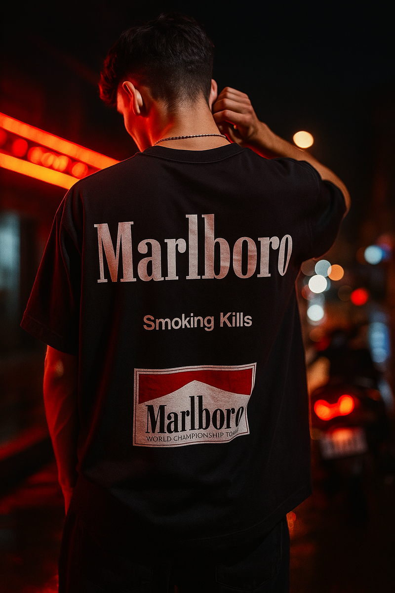 Retro Graphic Oversized Tee - Black