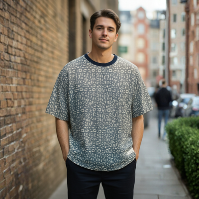 Grey Animal Pattern Oversized T-Shirt