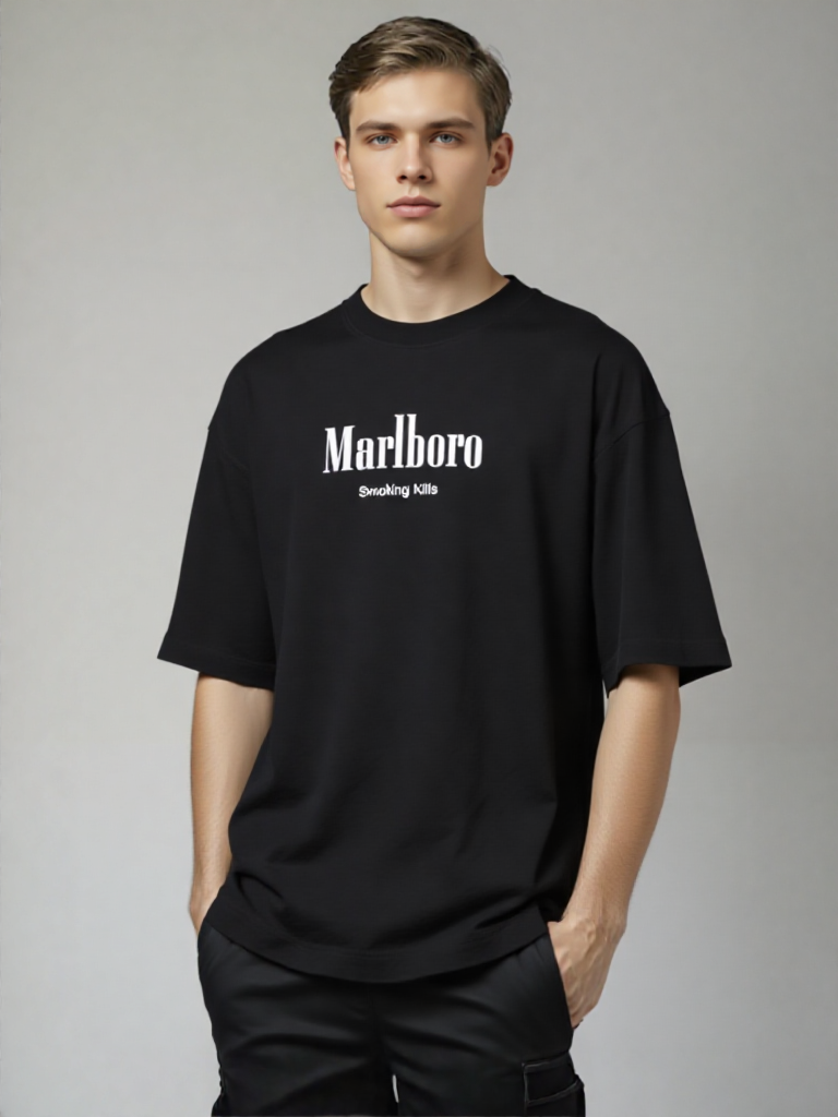 Retro Graphic Oversized Tee - Black